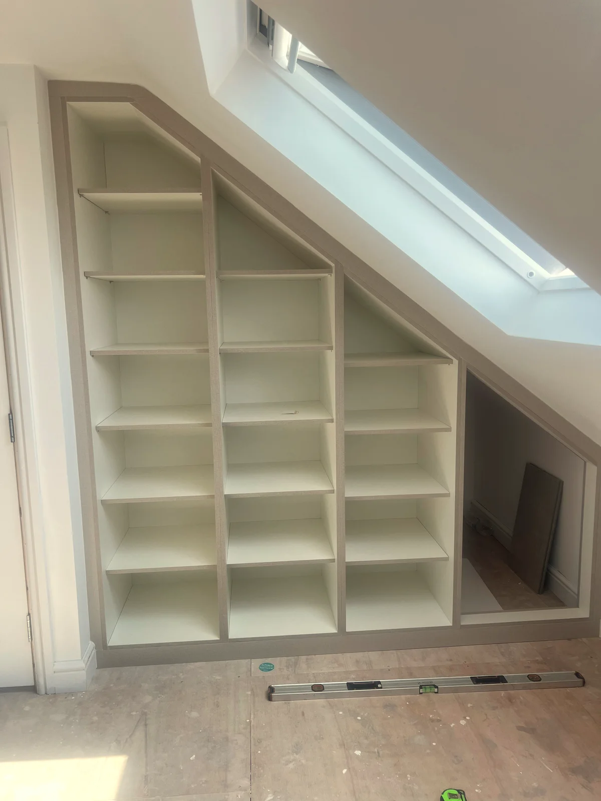 Bespoke Angled Shelving Unit for Eaves