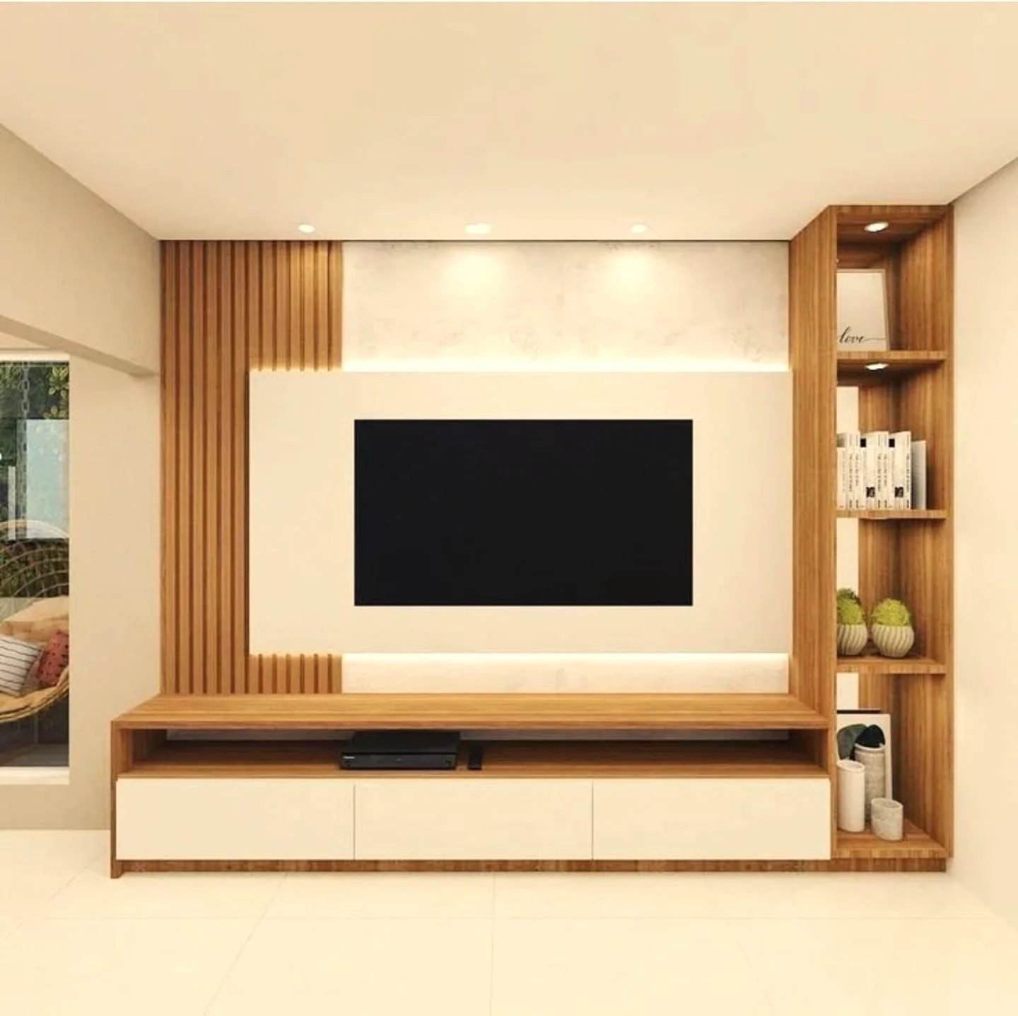 Walnut and White Contemporary Media Console